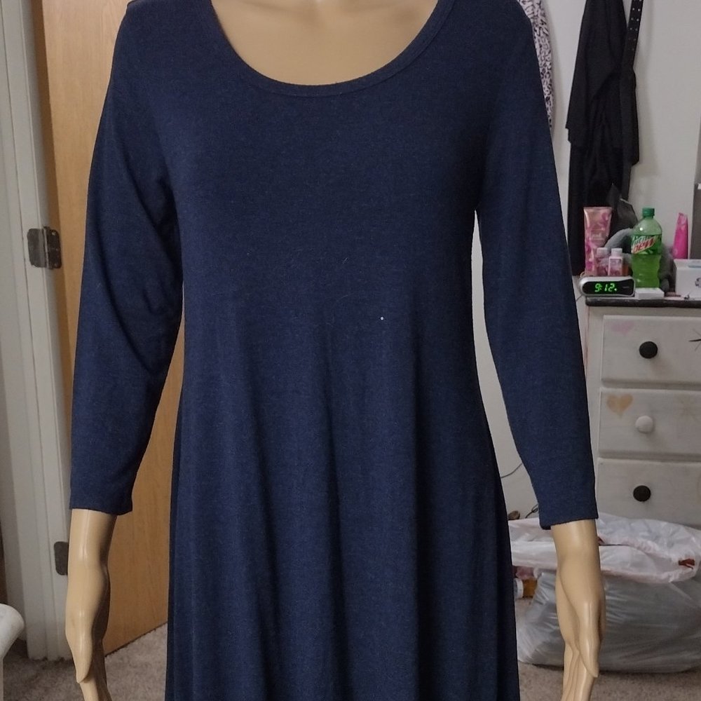 Blue Long Sleeve Dress